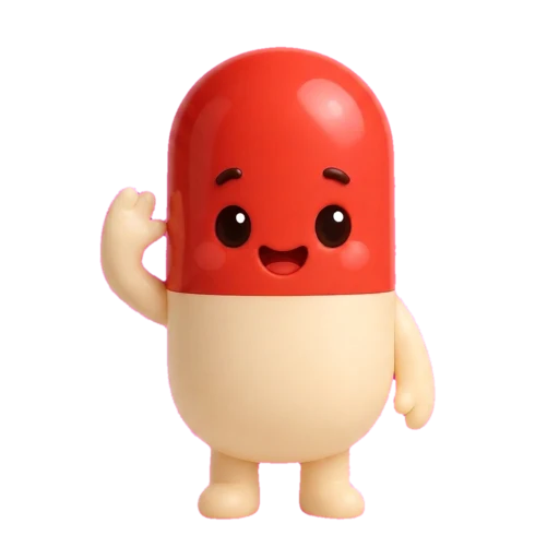 Pilly, the PillPal mascot, waving